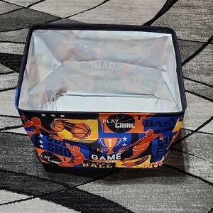 HUUMONESS COLLAPSIBLE BASKETBALL PRINT RECTANGULAR STORAGE BIN BASKET